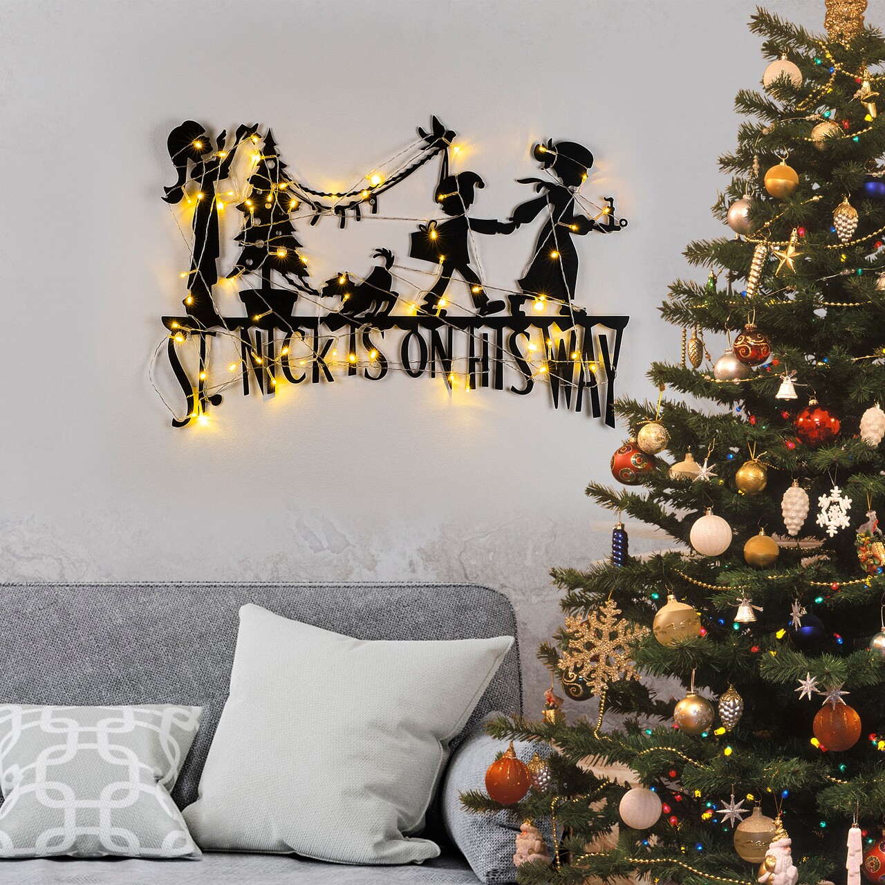 Decoratiune de luminoasa XMASBLACK-011, Tanelorn, 70x74 cm, metal, negru - imagine 7
